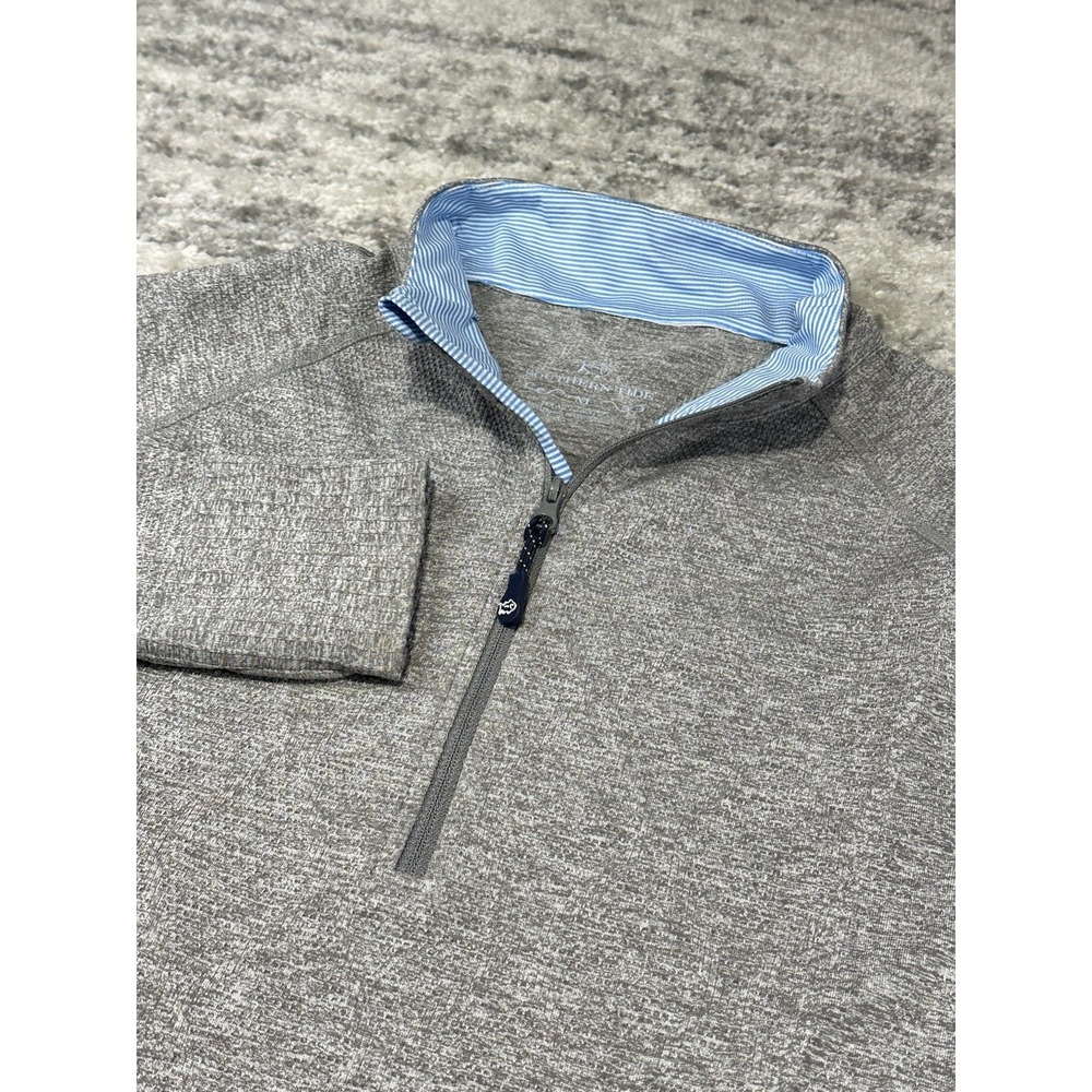 Southern Tide Sweater Womens M Gray Performance Knit Thumbholes Golf Running Gym